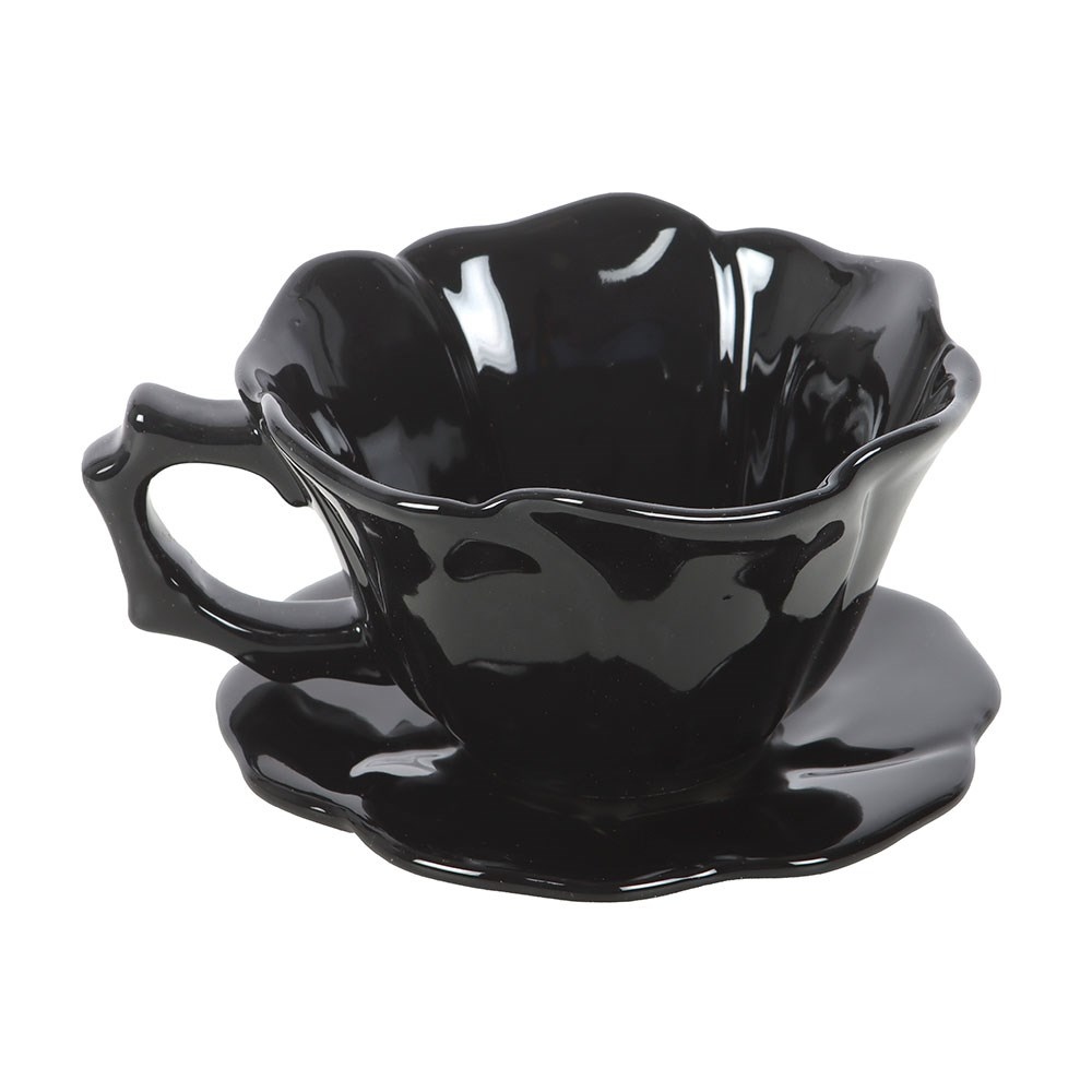 Something Different - Black Rose Tasse und Untertasse - Schwarz